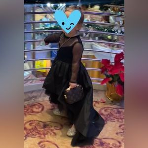 Custom hi-low black couture toddler gown size: 2T